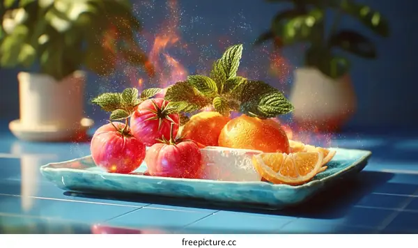 Magical Fruits on a Teal Tray