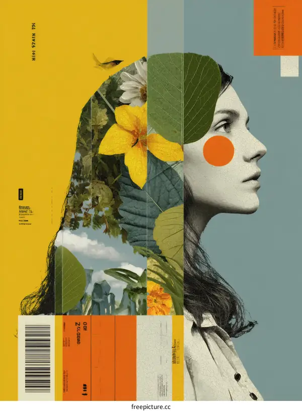 A Collage Portrait of a Woman Surrounded by Nature