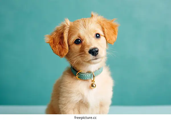 Adorable Puppy with Teal Collar