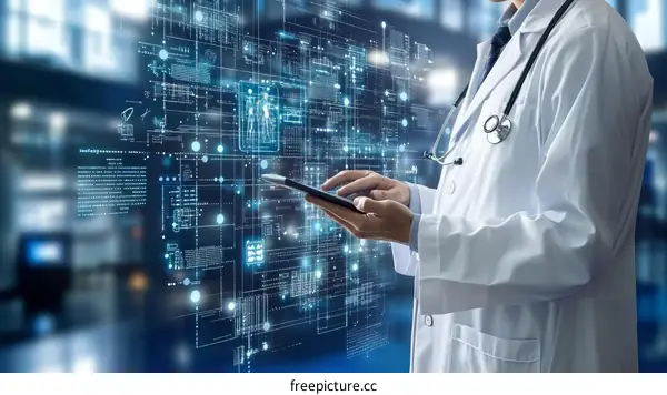 Medical Professional Using Tablet with Digital Health Data