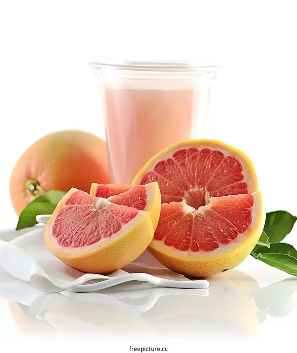 Freshly Squeezed Grapefruit Juice With Slices Of Grapefruit