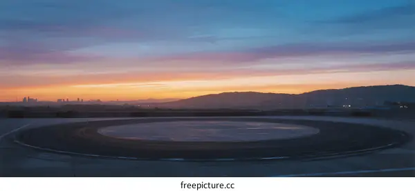 Beautiful Sunset over an Empty Race Track at Dusk