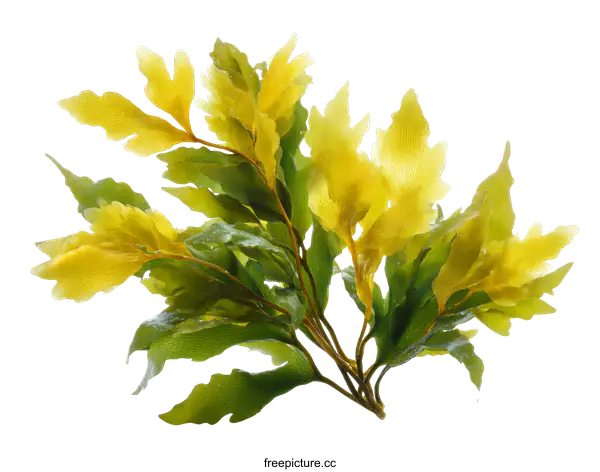 [Transparent Background PNG]Closeup of Beautiful Yellow and Green Leaves