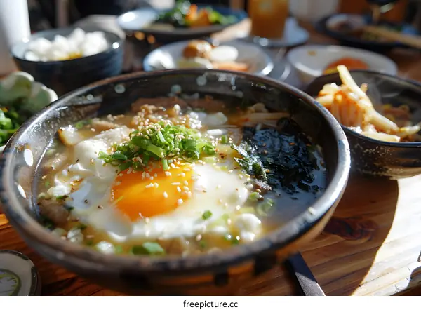 Closeup of Japanese Noodle Soup With Egg
