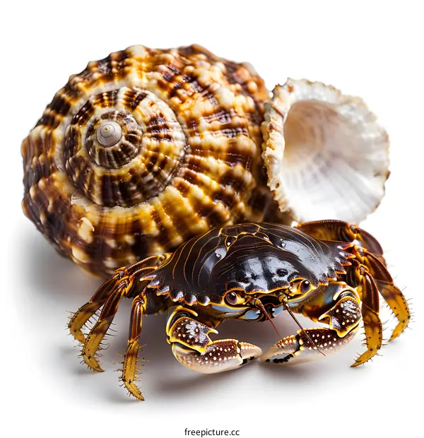 Sea Shell and Crab on White
