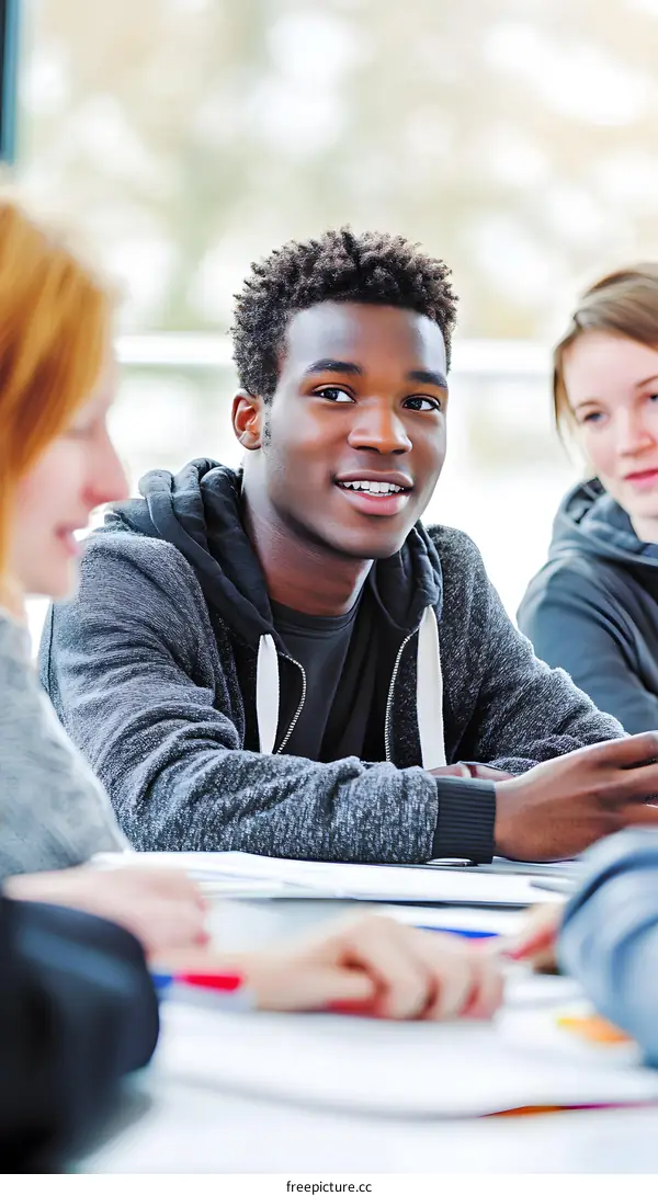 African American Student Smiling in Classroom