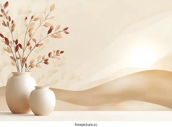 Simple Beige Brown Minimalist Flower Arrangement