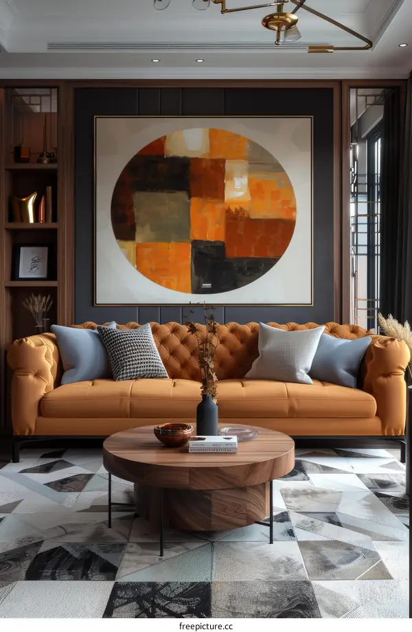 Modern and Minimalist Living Room with Sofa