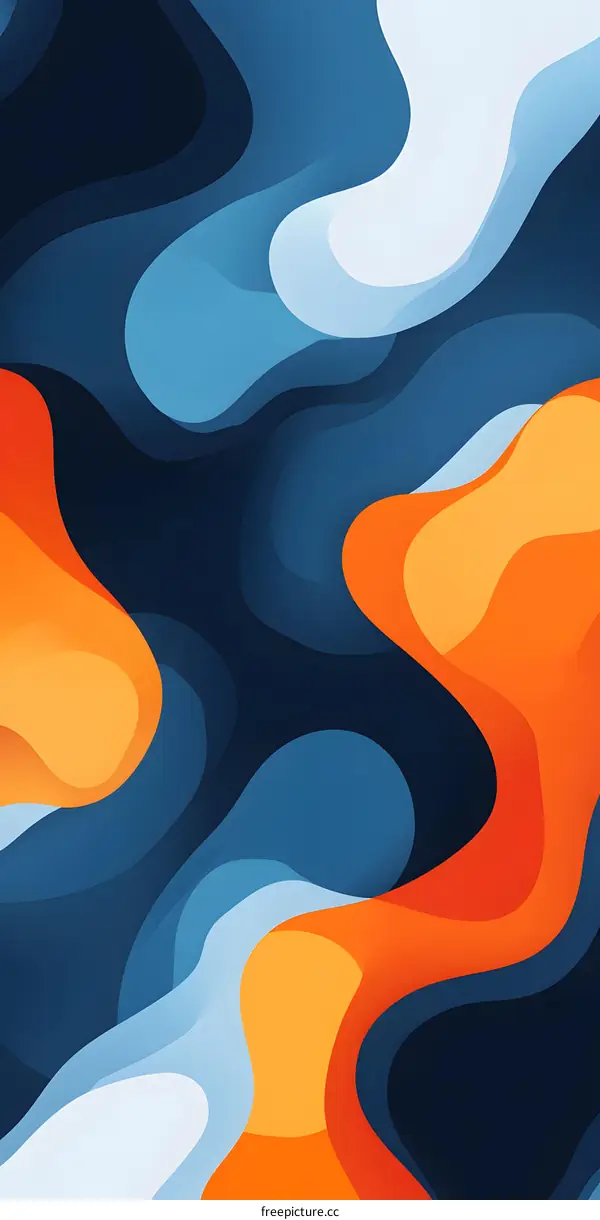 Abstract Blue and Orange Wavy Background