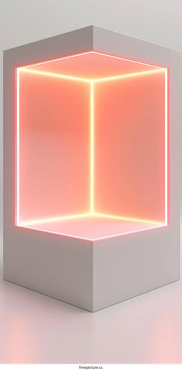 White Cube With Neon Lights
