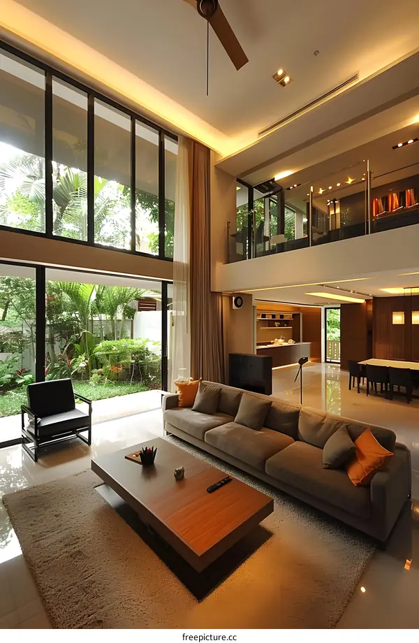 Modern Living Room Design with Large Windows and Natural Light