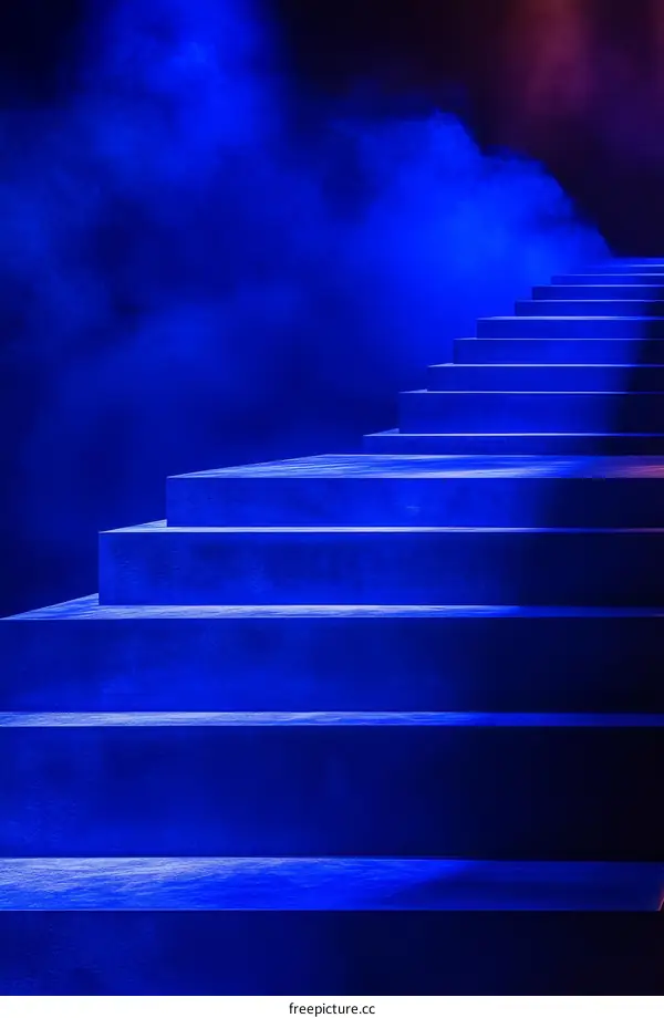 Abstract Blue Stage Steps