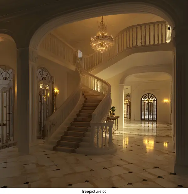 Grand Staircase in a Classic Palace Interior