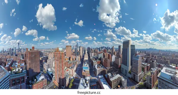 New York City Skyline Aerial View on a Sunny Day