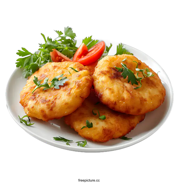 [Transparent Background PNG]Potato pancakes on white plate