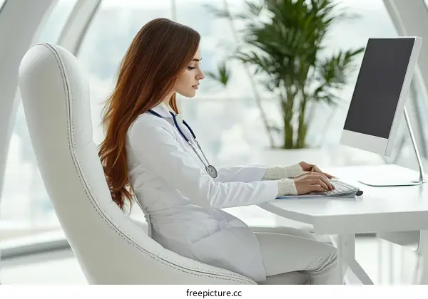 Female Doctor Working at a Modern Medical Clinic