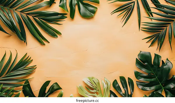 Tropical Leaves Frame Background