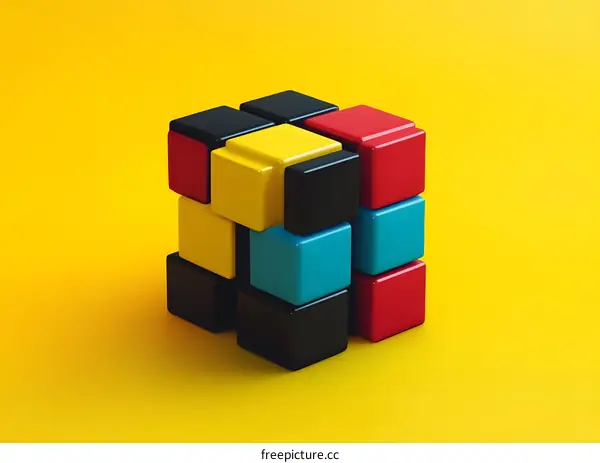Abstract Colorful Cube Shape Design 3D Render