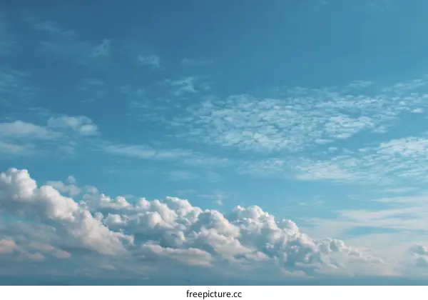 Vast Blue Sky with Fluffy Clouds