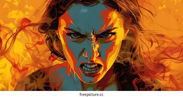 Illustration of a womans face with an angry expression