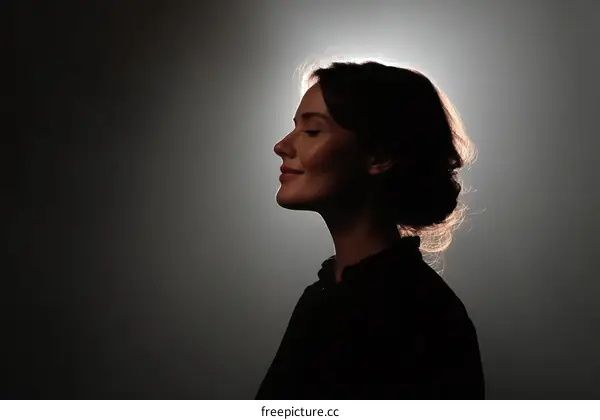 Profile Silhouette of a Woman in Calm Reflection