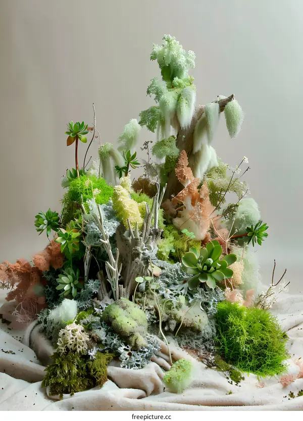 Moss Covered Landscape with Succulents