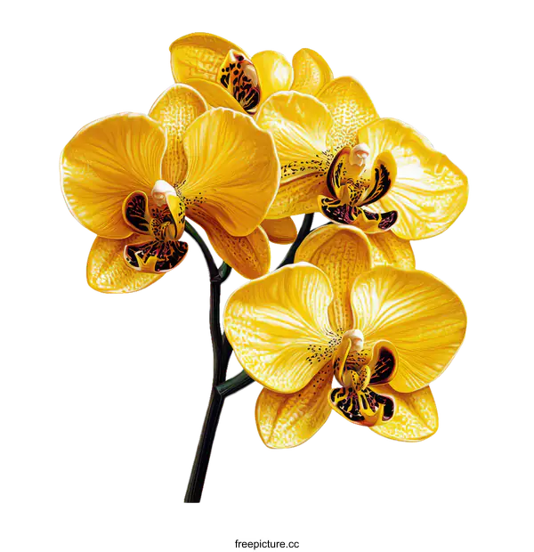 [Transparent Background PNG]Beautiful Yellow Orchid Illustration