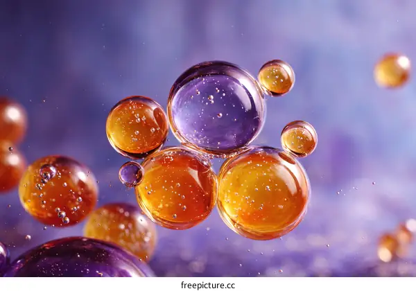 Colorful Oil Bubbles in Liquid