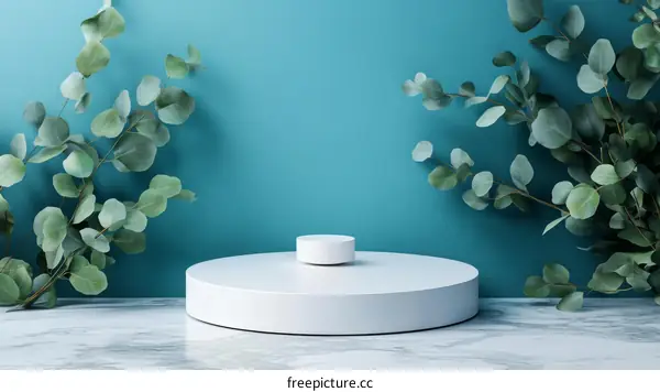 Modern Minimalist Product Display with Eucalyptus Branches