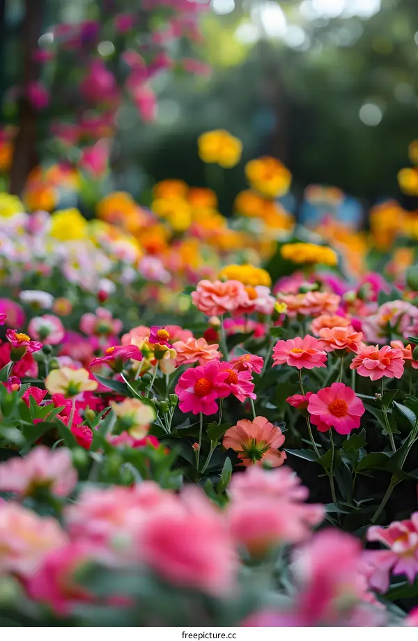 Close Up Of Pink Flowers In A Garden