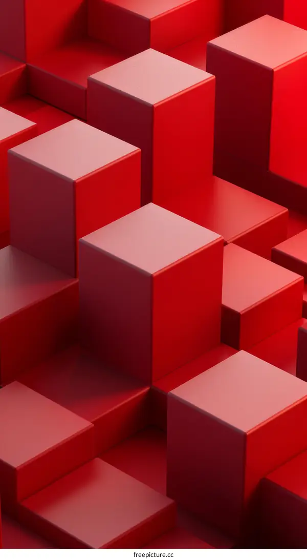 Abstract Red Cube Composition