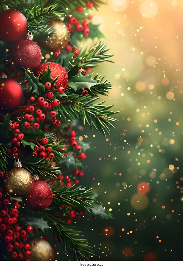 Christmas Tree with Red and Gold Ornaments