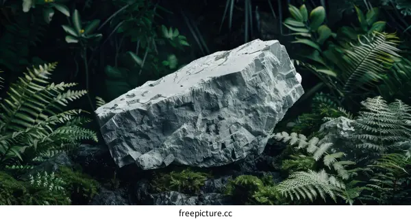 Lush Greenery Surrounding a Concrete Block