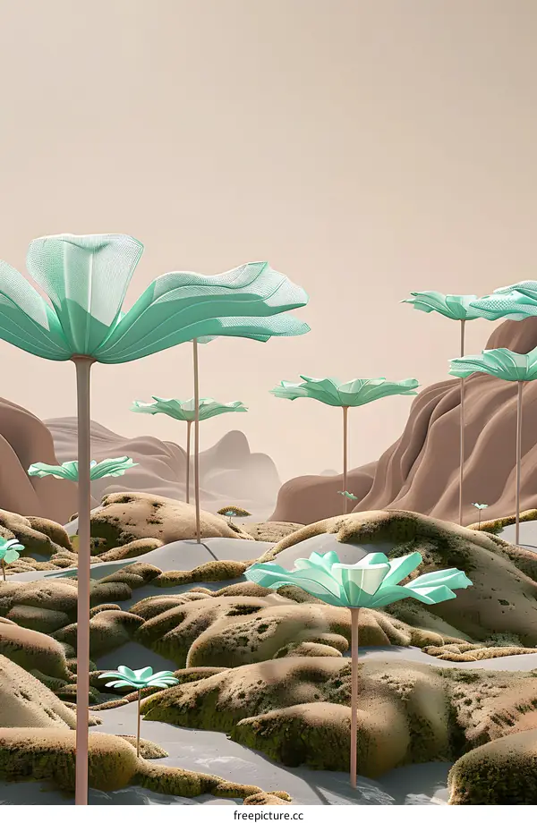 Abstract Flower Landscape Illustration