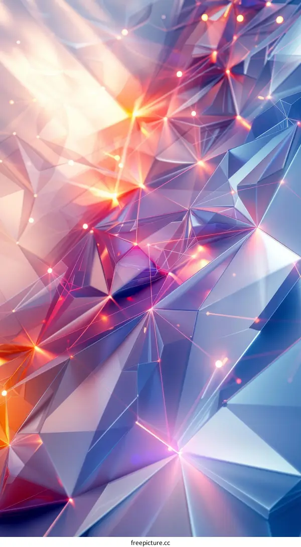 Futuristic 3D Blue and Purple Crystal Structure