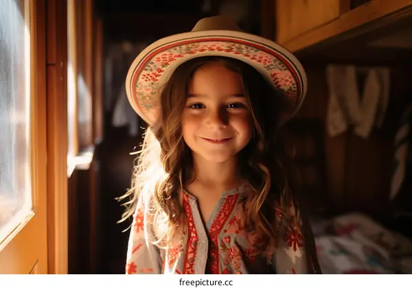 Portrait of a smiling girl wearing a hat