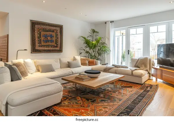 Bright and Spacious Living Room with Large Windows