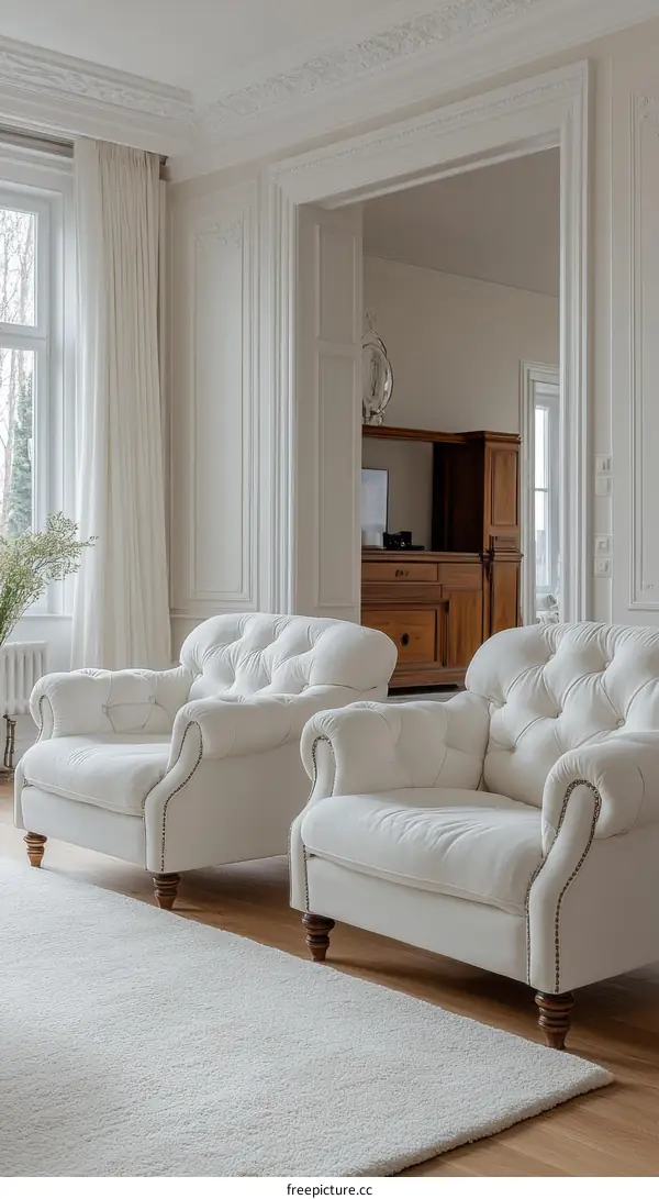 Elegant White Living Room Interior Design