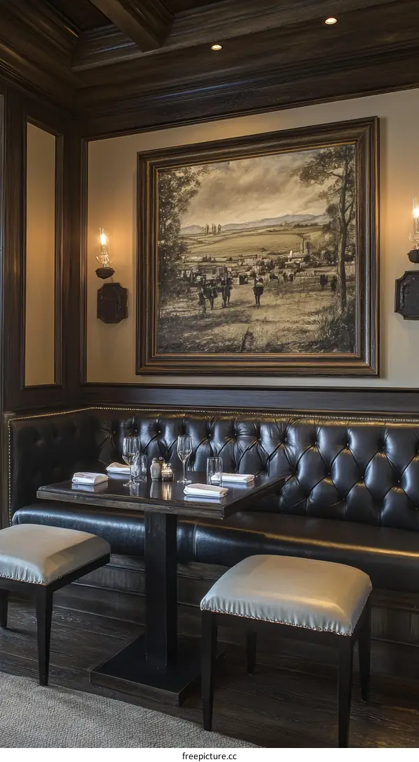 Elegant Restaurant Corner with Rustic Painting