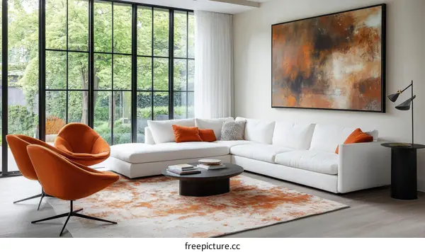 Modern Living Room Interior Design with Large Artwork