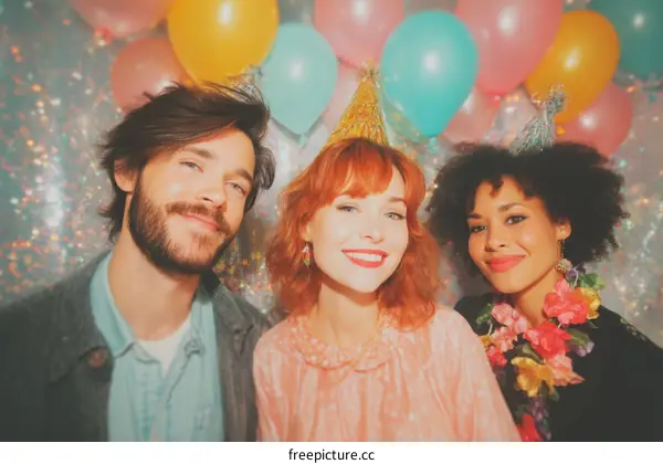 Friends Celebrating a Party with Balloons