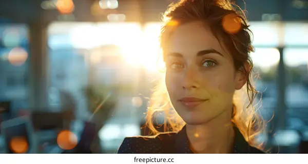 Woman with Freckles in Sunlight