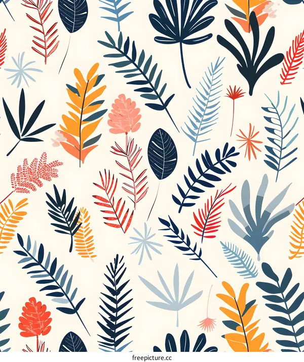 Tropical Leaves Seamless Pattern Abstract Background