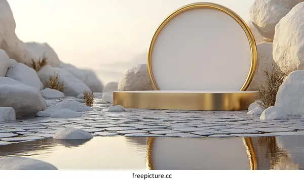 Golden Circle Display Stand in Nature Scene