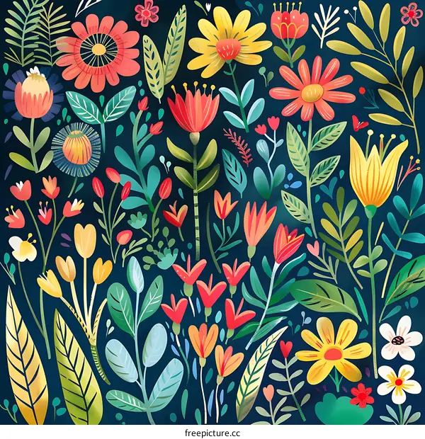 Colorful Floral Pattern Illustration