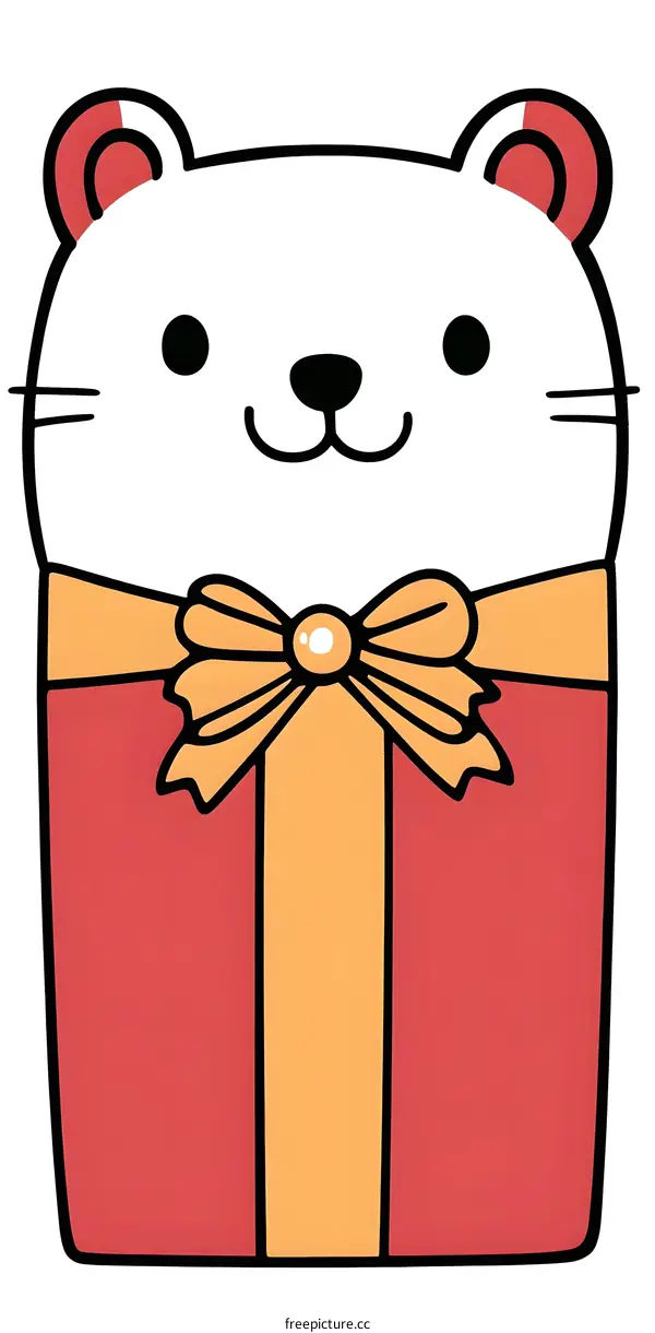 Cute Cartoon Bear In A Gift Box