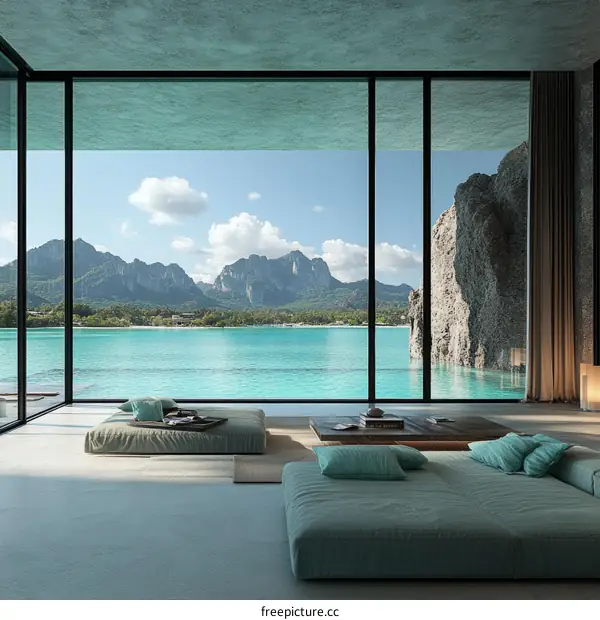 Modern Seaside Living Room with Panoramic View
