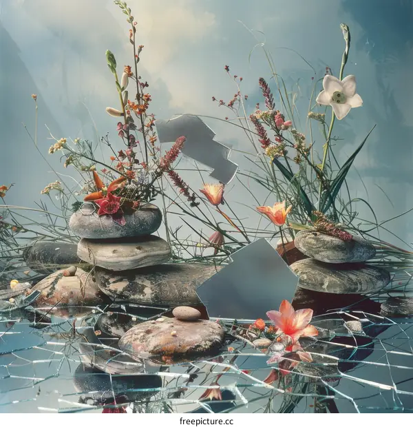 Floral Still Life with Glass