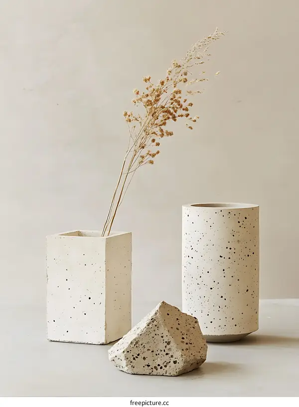 Modern Concrete Vase Arrangement