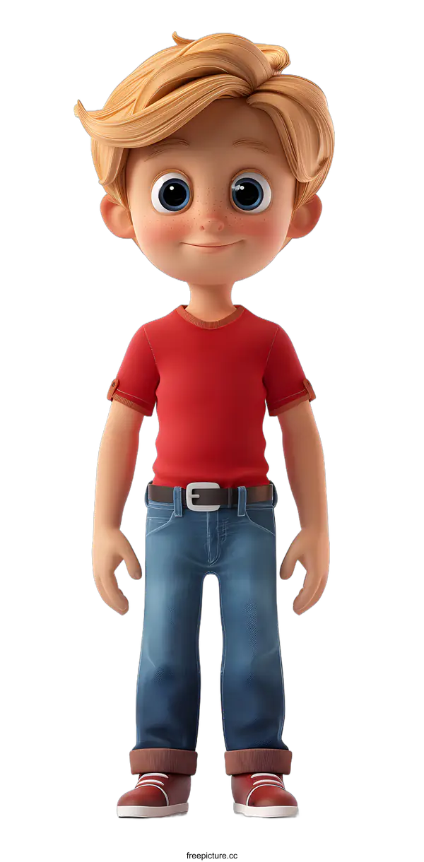 [Transparent Background PNG]3D rendering of a cute cartoon boy